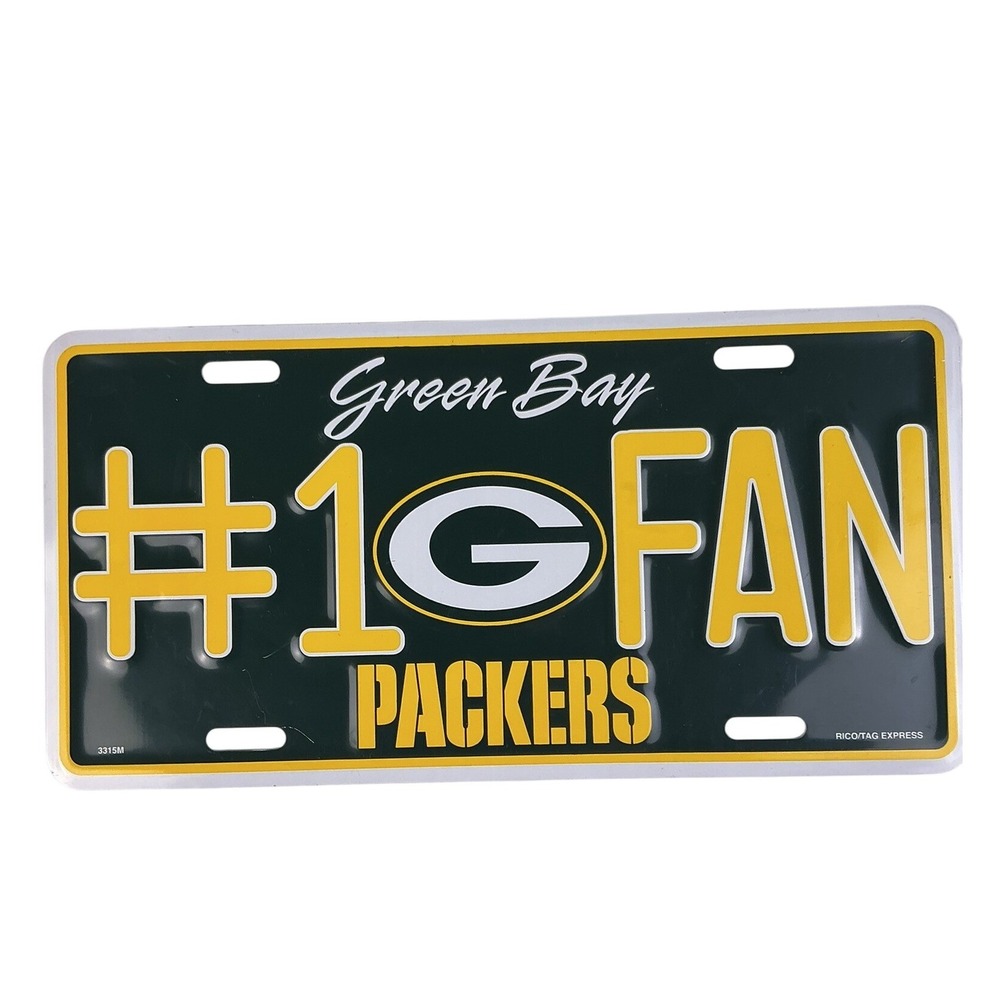 Green Bay Packers #1 Fan License‎ Plate Rico NFL Plastic Auto Tag